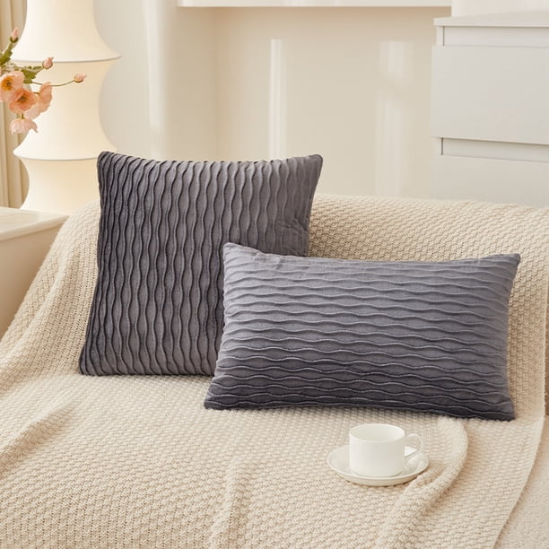 Xiao Hua Cojines para sala de estar - Cojines decorativos para sofá, fundas de almohada gris oscuro de 45x45 cm (1 unidad), funda de felpa con relleno de poliéster, detalle decorativo para el hogar.