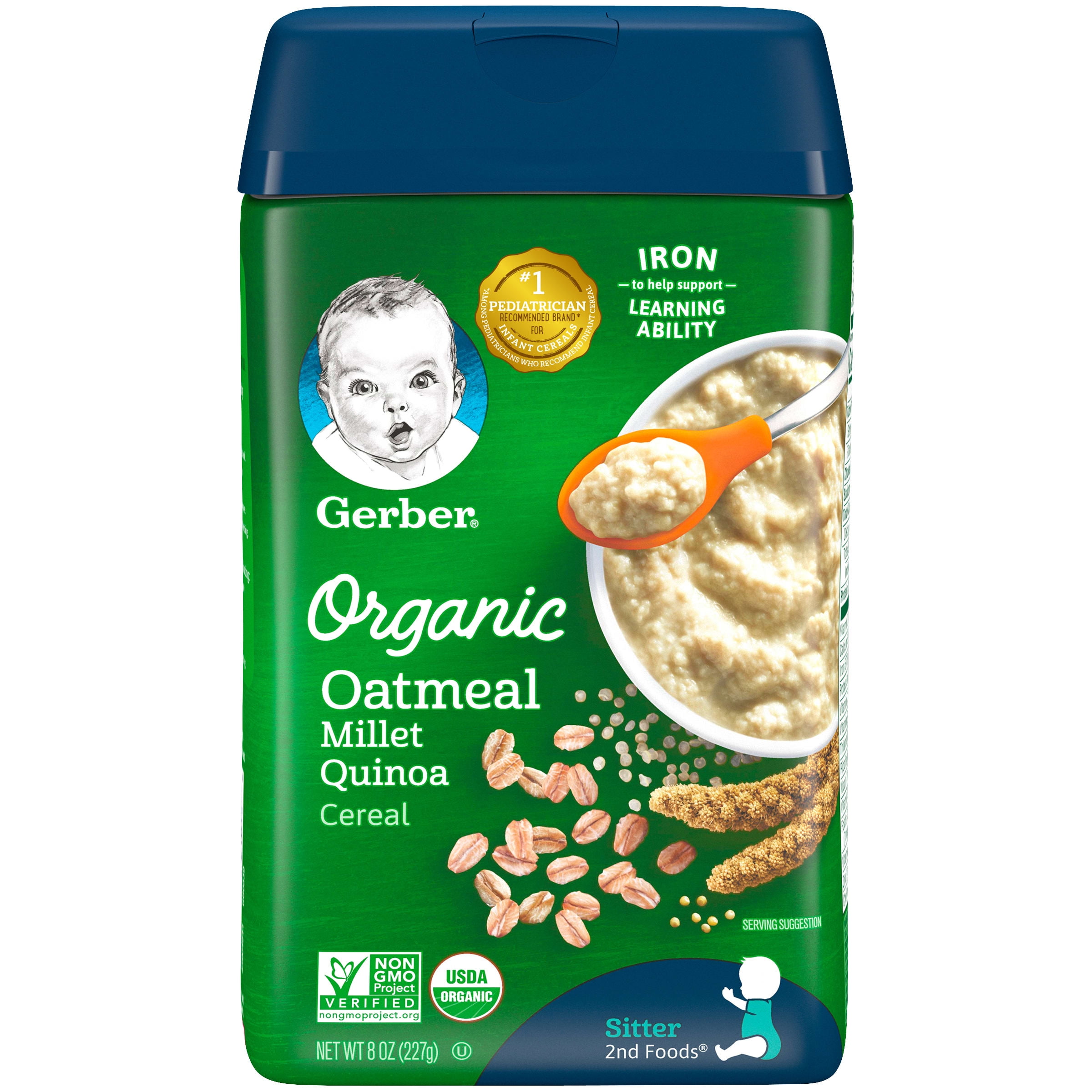 (Pack of 6) Gerber 2nd Foods Organic Oatmeal Millet Quinoa Baby Cereal