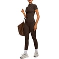 thumbnail image 2 of Women's 2 Piece Gym Set Short Sleeve Zip Up Activewear Top and Leggings, 2 of 9