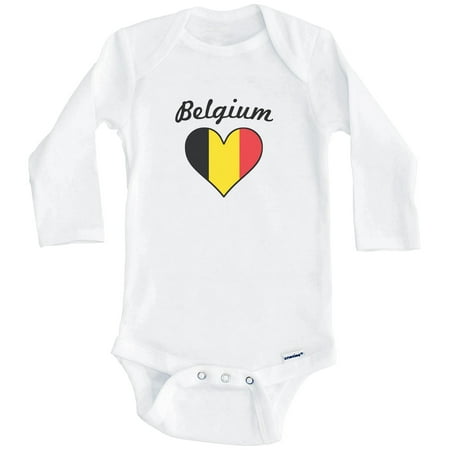 

Belgian Flag Heart Belgium One Piece Baby Bodysuit (Long Sleeve) 0-3 Months White