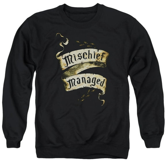 Trevco Sportswear HP8078-AS-6 Harry Potter Mischief Managed Adult Crewneck Sweatshirt, Black - 3X