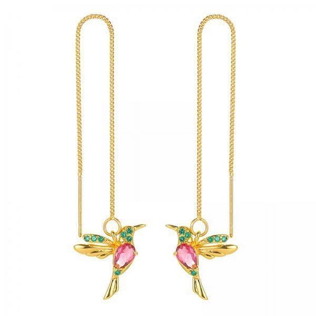 Pendientes Largos de Gota Pendientes de Enhebrador Colgante de Pájaro Pendientes de Cadena Larga Pendientes Magníficos Minimalistas para Muje 2 piezas