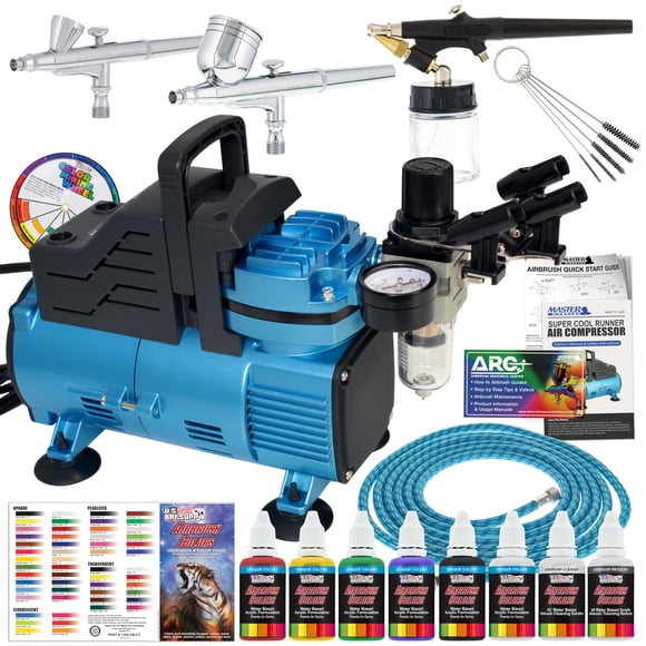 Kit de aerógrafo Master Airbrush TC-420 con compresor de doble ventilador