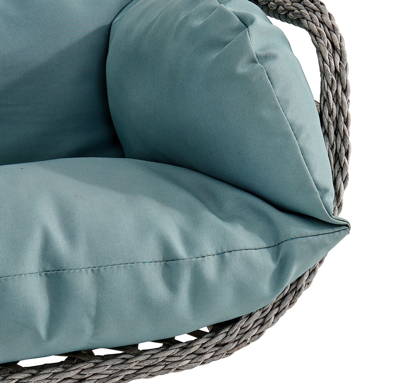 Outdoor Hanging Lounge Chair Backyard Patio Resin Wicker with Armrest Chair UV Resistant, Aqua - image 2 of 5