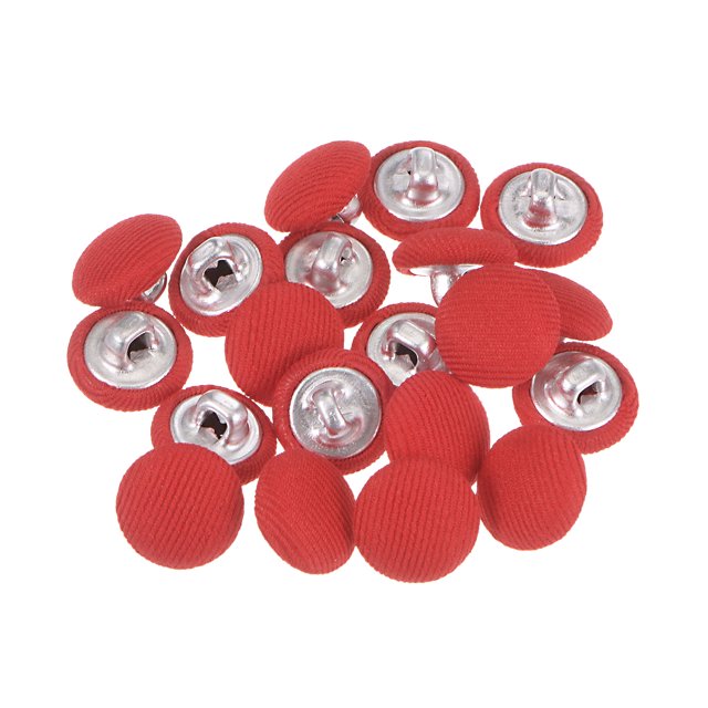 Unique Bargains 20pcs 18L Fabric Cloth Covered Button 11.5mm Round Metal Shank Sewing Buttons for Suits Dress Blouses, Red