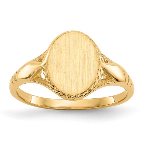 Auriga Fine Jewelry 14K Yellow Gold 8.5x6.5 mm Open Back Signet Ring for Women Size 3