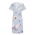 thumbnail image 4 of ICHUANYI Clearance Fashion Women Summer Printing Causal V-Neck Button Short Sleeve Vacation Pockets Dress(Blue, XL) ICHUANYI WER2023081401786, 4 of 5