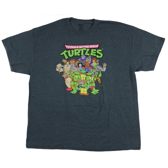 Teenage Mutant Ninja Turtles Mens T-Shirt - Giant Full Color Cartoon Cast