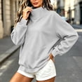 thumbnail image 5 of Brqkzdu Women Mock Neck Sweatshirt Drop Long Sleeve Casual Oversized Sweatshirts Fall Lightweight Loose Fit Comfy Pullover Sweatshirt, 5 of 10