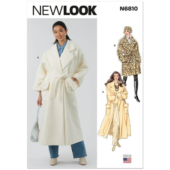 New Look Sewing Pattern 6810 - Misses' Coat with Belt in Two Lengths, Size: A (8-10-12-14-16-18-20-22)