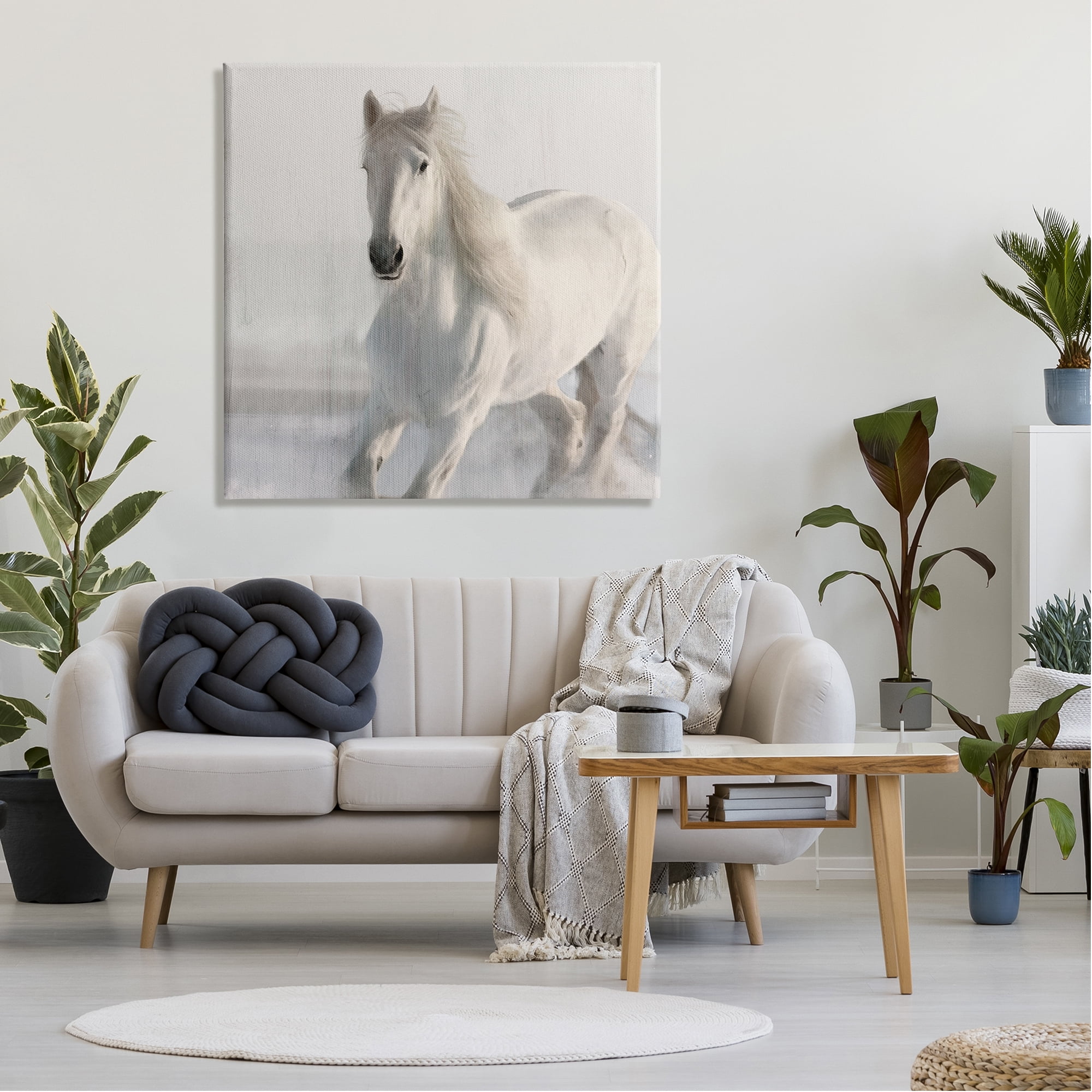 Stupell Industries Galloping White Stallion Animals & Insects Painting Gallery Wrapped Canvas Art Print Wall Art, 36 x 36