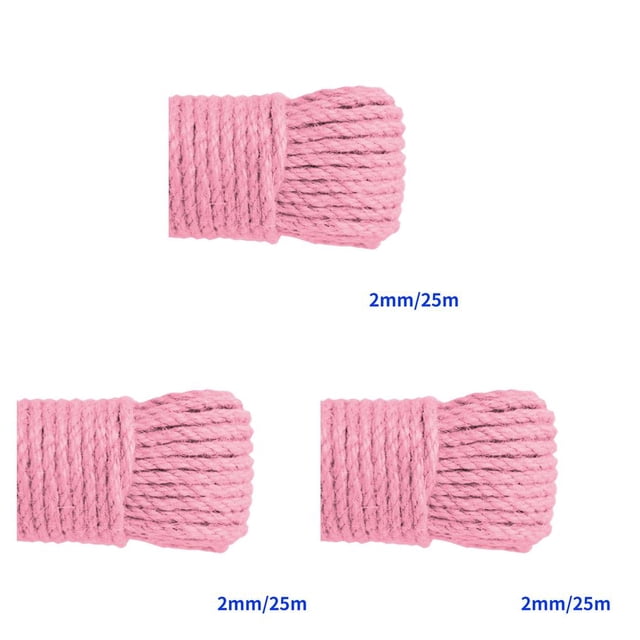 tredstone Color Rope Roll Twine String Cord DIY Handmade String Accessories Craft Scrapbooking Making Tool Pink 2mm x 25m 3Set