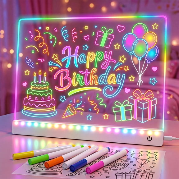 Rechargeable Glow LED Drawing Board, Gift for 3 4 5 6 7 8 Year Old Girls Birthday, Light Up Art Dry Erase Note Board, Sketching Toys Gift for Boys Girls