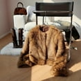 thumbnail image 3 of Miluxas Women's Winter Coats Fleece Cropped Jacket Faux Plush Long Sleeve Shaggy Warm Outerwear Casual Clothes Brown XL(XL), 3 of 4