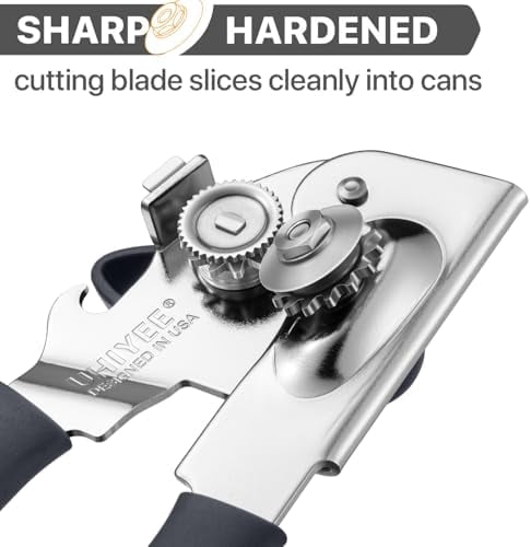Can Opener Manual Heavy Duty,  Hand Held Can Openers for Seniors with Comfort Grip Sharp Blade, Solid Steel Hand Manual Can Open with Magnet for Kitchen Camping, Gray