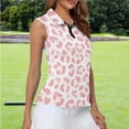 thumbnail image 2 of Garronmavis Women's Golf Shirt Zipper Size 2XL Sleeveless Tennis Shirts Collared Casual Athletic Shirts Womens Animal Print Golf Shirt, Pink Lepoards, 2 of 7