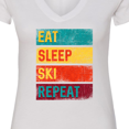 thumbnail image 4 of Inktastic Skiing Eat Sleep Ski Repeat Women's V-Neck T-Shirt, 4 of 5