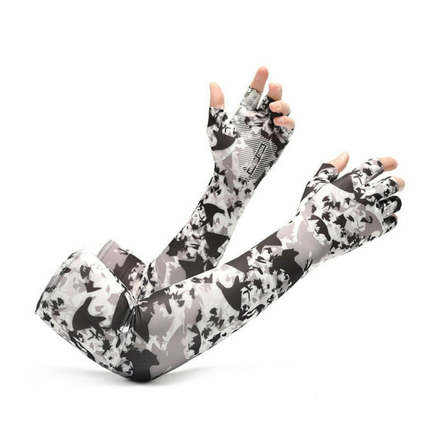 Sywqhk Sun Protection Half Fingers Ice Arm Sleeves Unisex Arm Cover (Camo Green) Sywqhk Alta Calidad
