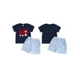 thumbnail image 2 of Newborn Toddler Baby Boy Summer Outfits Short Sleeve Bus/Train Embroidery T-Shirt + Shorts Set Toddler Clothes, 2 of 9