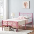 thumbnail image 1 of Twin Size Platform Bed Frame, Pink Twin Metal Bed Frame, Heavy Duty Base Bed Frame with Headboard and Footboard, Steel Slat Support, No Box Spring Needed, Easy to Assemble, 1 of 7