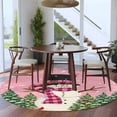 thumbnail image 3 of Round Rugs 6 Ft, Pink Snowman Christmas Non Slip Area Rugs for Kitchen Bedroom Entryway, Xmas Tree Snowflake Abstract Washable Carpet Runner Rug Floor Mats for Bedroom Home Decor, 3 of 9