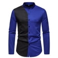 thumbnail image 2 of Camisas Para Hombre Manga Larga Negra Camisa a juego de colores de manga larga con cuello levantado y moda informal para hombre (Blue, M), 2 of 7