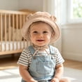 thumbnail image 3 of Paiwinds Baby Sun Hat for 0-3 Years, Cotton Muslin Bucket Hat with Bear Ears, Breathable & Comfortable Toddler Fisherman Cap for Boys & Girls, Solid Color Sun Protection Hat for Outdoor Play, 3 of 8