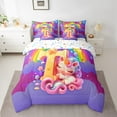 thumbnail image 2 of Manfei Unicorn Initial 7-Piece Twin Bedding Sets,Cartoon Unicorn Bedding Comforter Set,Galaxy Stars Breathable Sheet Sets,Ultra Soft Kawaii Room Decor,Reversible, 2 of 7