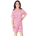 thumbnail image 3 of Topgal Satin Pajamas for Girls Beige & Pink Leopard 2 PC Short Sleeves Teen Girl Silky Nightwear Size 10, 3 of 7