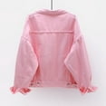 thumbnail image 4 of Homenesgenics Denim Jacket Women Pink Women Fall Warm Solid Long Sleeve Jacket Outerwear Pink L, 4 of 5