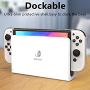 Dockable Hard PC Protective Case for Nintendo Switch OLED Model (2021).  with Comfortable TPU Joy-Con Grip Covers and 6 Thumb Stick Caps. Offers 360° Protection, Shock Absorption