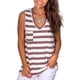 thumbnail image 4 of Camiseta de verano con cuello en V informal con parte superior sin mangas a rayas para mujer, rojo, blanco, XL Eigraketly AP002567-14, 4 of 5