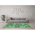 thumbnail image 3 of Ahgly Company Machine Washable Indoor Square Abstract Turquoise Blue Modern Area Rugs, 7' Square, 3 of 4