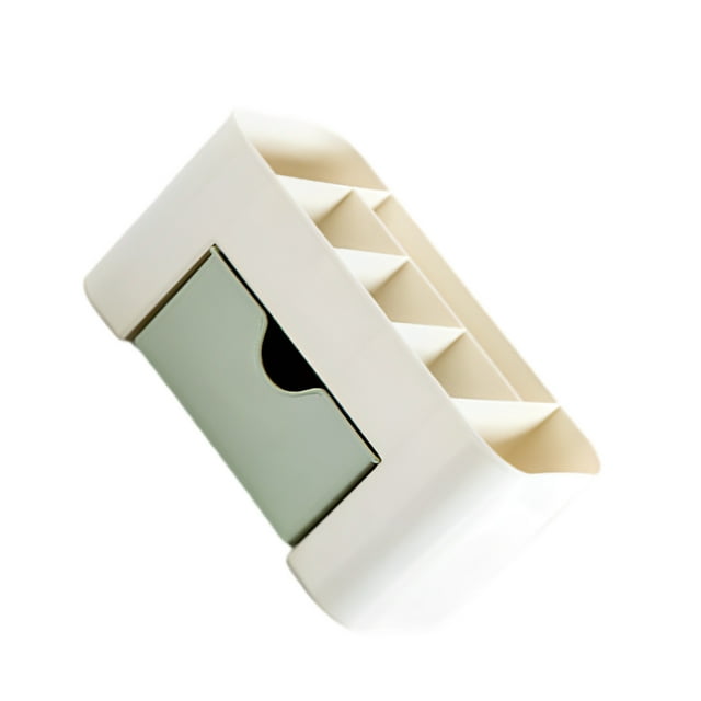 Matsuzay Organizador de maquillaje de plástico, joyero con cajón, bastoncillo de algodón, esmalte de uñas, cosméticos, soporte para el Almacenamiento y organización del hogar Verde claro