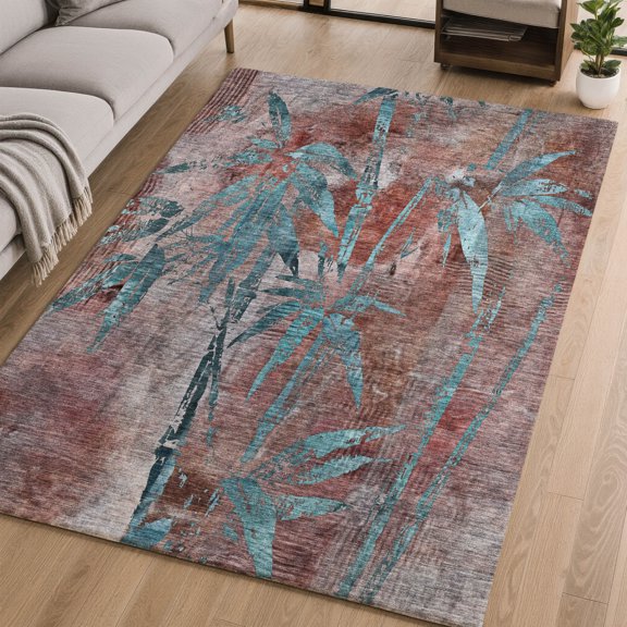 Addison Rugs Mayfield Premium Machine Washable Transitional Botanical Terracotta Rectangle Rug, 10' x 14'