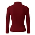 thumbnail image 4 of Chandail Côtelé pour Femmes Taille Unique Col Roulé Élégant Tricoté Manches Longues Ajusté Automne Hiver, 4 of 4