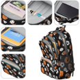 thumbnail image 4 of Football and Basketball Black Pattern Backpack for School, Cute School Bag with Adjustable Shoulder Straps and Padded Back, 16.9"x12.6"x5.9", 4 of 5