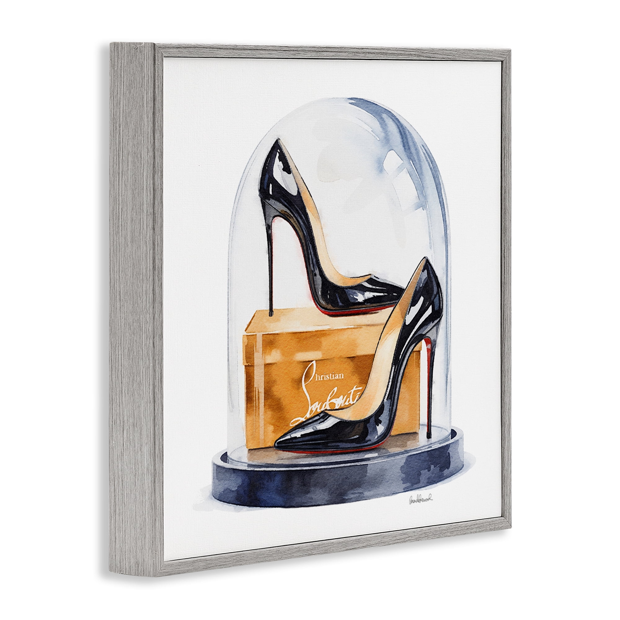 Stupell Industries Black High Heels Dome Gray Framed Giclee Art, design by Amanda Greenwood