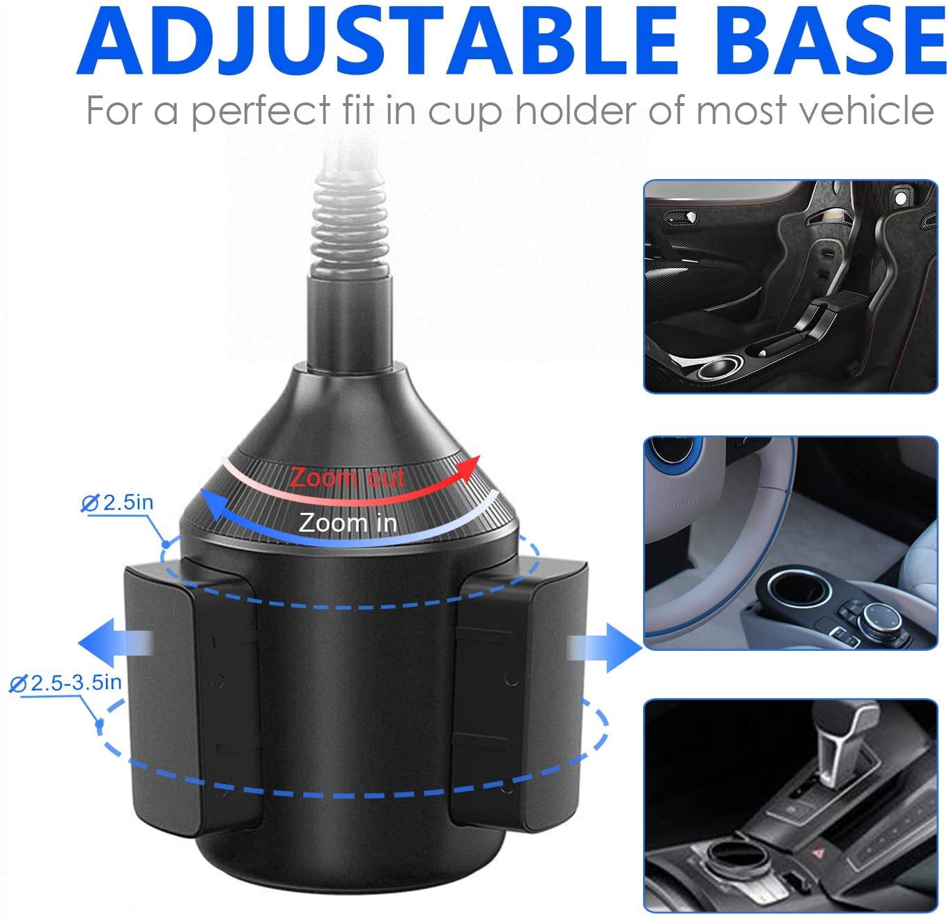 Phone Mount for Car, Car Phone Holder Mount Universal 360 Adjustable Cell phone Holder , Car Cup Holder for All Smartphones