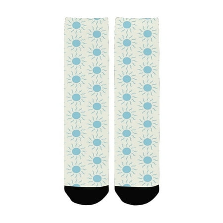

Home Decor Collection Blue Sun Shape Circle and Swirl in Sweet Style Aquatic Summer Theme Abstract D Women s Custom Socks (Made In USA)