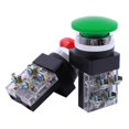 thumbnail image 1 of Red Green AC 250V 6A DPST Momentary Mushroom Head Push Button Switch, 1 of 7
