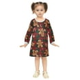 thumbnail image 2 of Girls' long-sleeved dress Gingerbread Man Girls' A-line dress with ribbed cuffs Soft and comfortable, 2 of 6