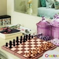 thumbnail image 6 of Chess Board Set, Deluxe Folding Tournament Game Board with Storage Bags and Genuine Intricately Carved Stained Wood Pieces, Great for Travel By Creatov®, 6 of 7