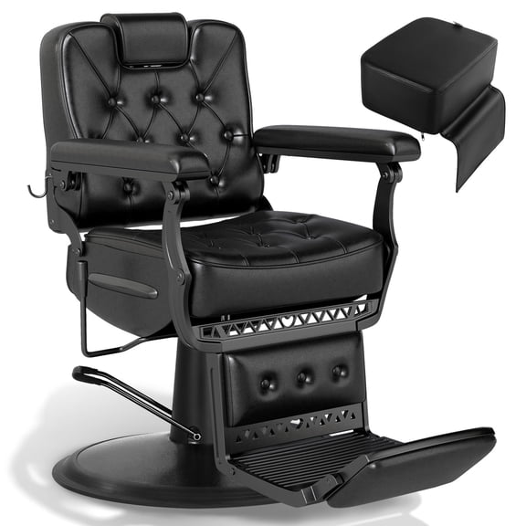 Artist Hand All Purpose Recline Vintage Barber Chair Heavy Duty Hydraulic Spa Beauty Salon(Black)