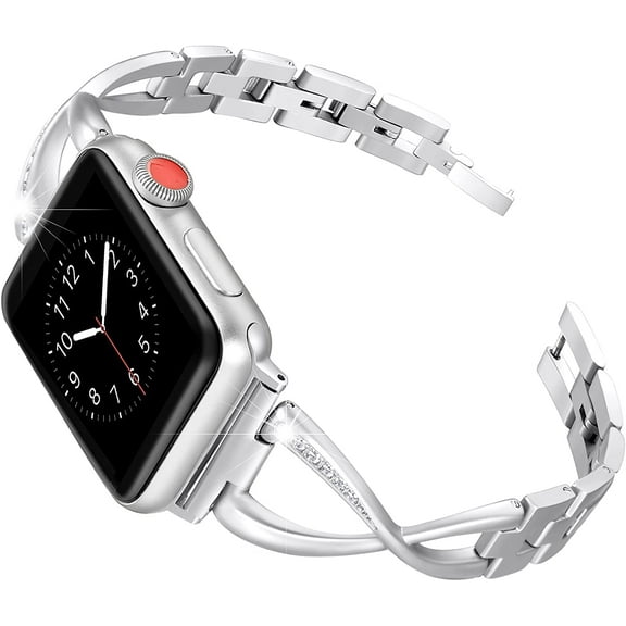 PINHEN Bands Compatible with Apple Watch Band 42mm 44mm 45mm 49mm Iwatch SE Series 9/8/7/6/5/4/3/2/1 Women Dressy Jewelry Stainless Steel Accessories Wristband Strap