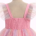 thumbnail image 2 of IBTOM CASTLE Toddler Flower Girl Dress, Flutter Sleeve Floral Embroidery Smocked Tulle Tutu Princess Dresses for Birthday Wedding Pink, 2 of 7