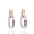 thumbnail image 4 of 1 par de pendientes colgantes de esmalte de colores dulces con piedra de cobre, dorado y rosa, 4 of 4