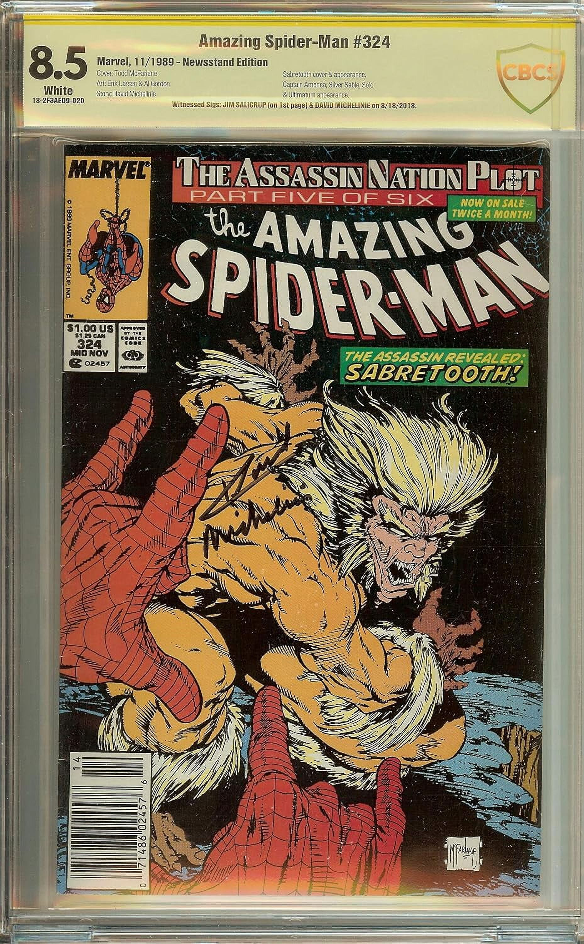 Amazing Spider-Man #324 Newsstand Signed Jim Salicrup & David Michelinie CBCS 8.5