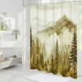 thumbnail image 2 of Yellow Small Stall Misty Pine Forest Shower Curtain 36 x 72, Mountain Foggy Woodland Scenery Tree Narrow Half Size Shower Curtains for Bathroom, Waterproof Nature-Themed Decor, 2 of 6
