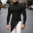thumbnail image 2 of khonts,Men's Irregular Design Long Sleeve T-Shirt Slim Turtleneck Asymmetric Hem Slim Fitted Punk Tight Tops Black S, 2 of 8
